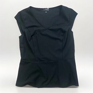 The Limited V-neck Peplum Black Top, Large, EUC, Elevated Staple Basic